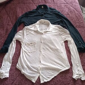 Free People One Black & One White Button Down Shirts (Sold Together)